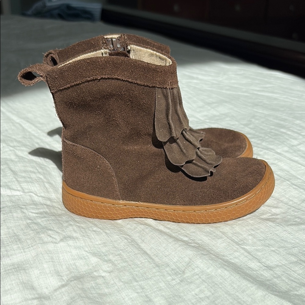 Livie & Luca Brown Suede Fringe Kids Boots